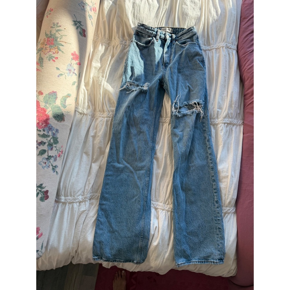 Abercrombie & Fitch High Rise Curve Love 25 0 Jean straight ripped